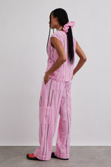 vacation pants - pink broderie