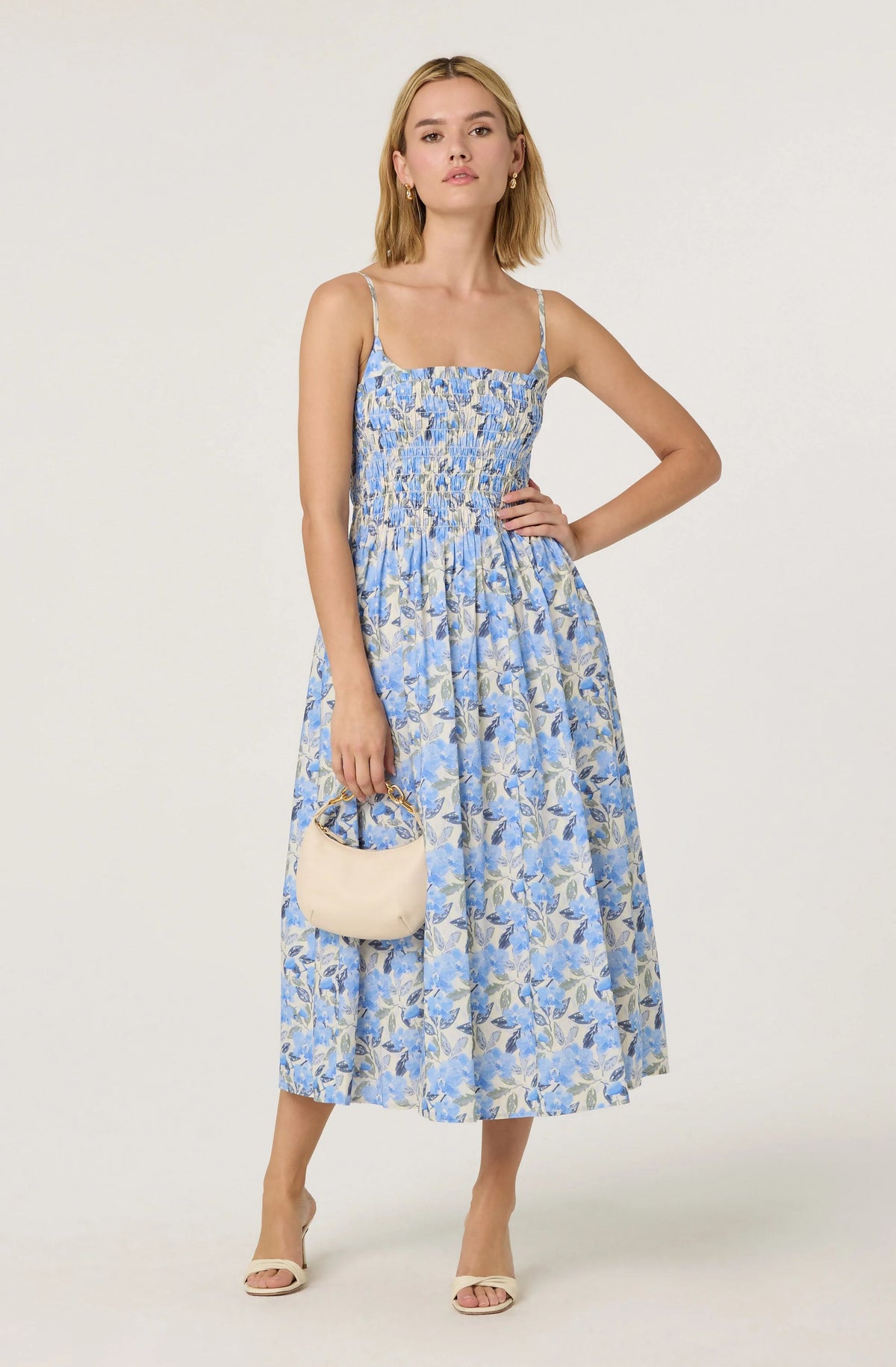 Smocked Floral Midi Dress