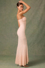 Embellished Sweetheart-Neck Fishtail Gown in Dusty Rose