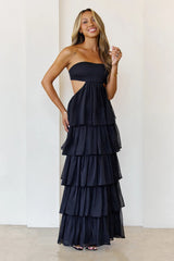Luxe Mode Strapless Maxi Dress Black