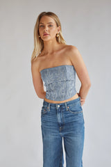 Jesse Strapless Faux Leather Western Corset