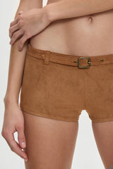x BELLA HADID Wrangler Suede Booty Shorts - Sunkissed Suede