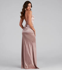 Kathleen Formal Satin Lace Back Long Dress