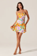 Cerinthe Satin Floral Mini Dress