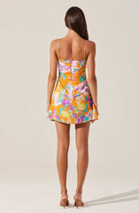 Cerinthe Satin Floral Mini Dress