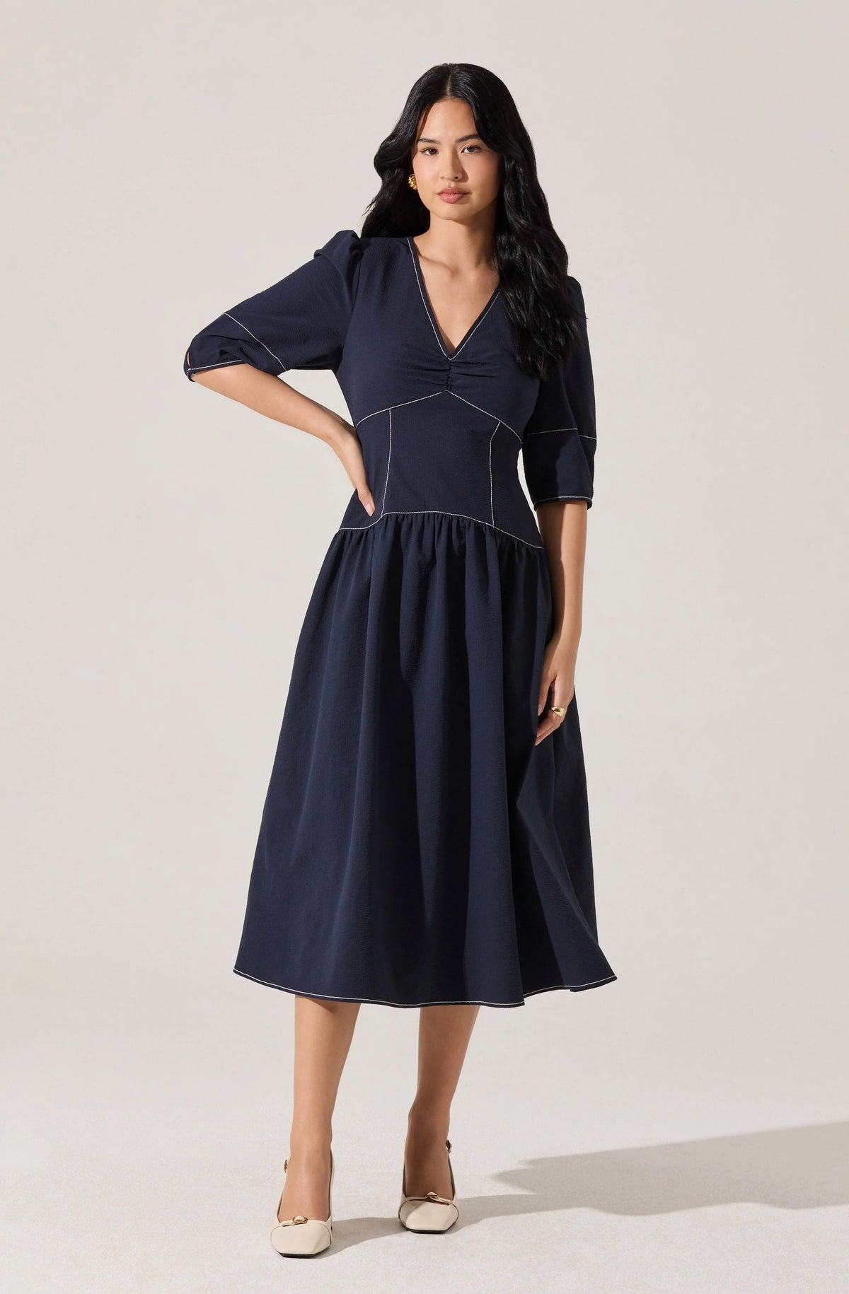 Samarra Contrast Stitch Midi Dress