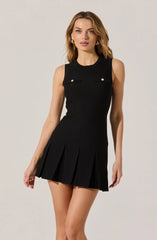 Sleeveless Pleated Skirt Mini Dress