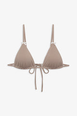 Lumia Gingham Triangle Bikini Top - Brown Gingham