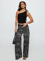 Big Talk Baggy Jeans Grey Washed Camo