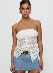 You Were Right Strapless Textured Top Cream