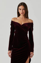 Sirica Velvet Off Shoulder Dress