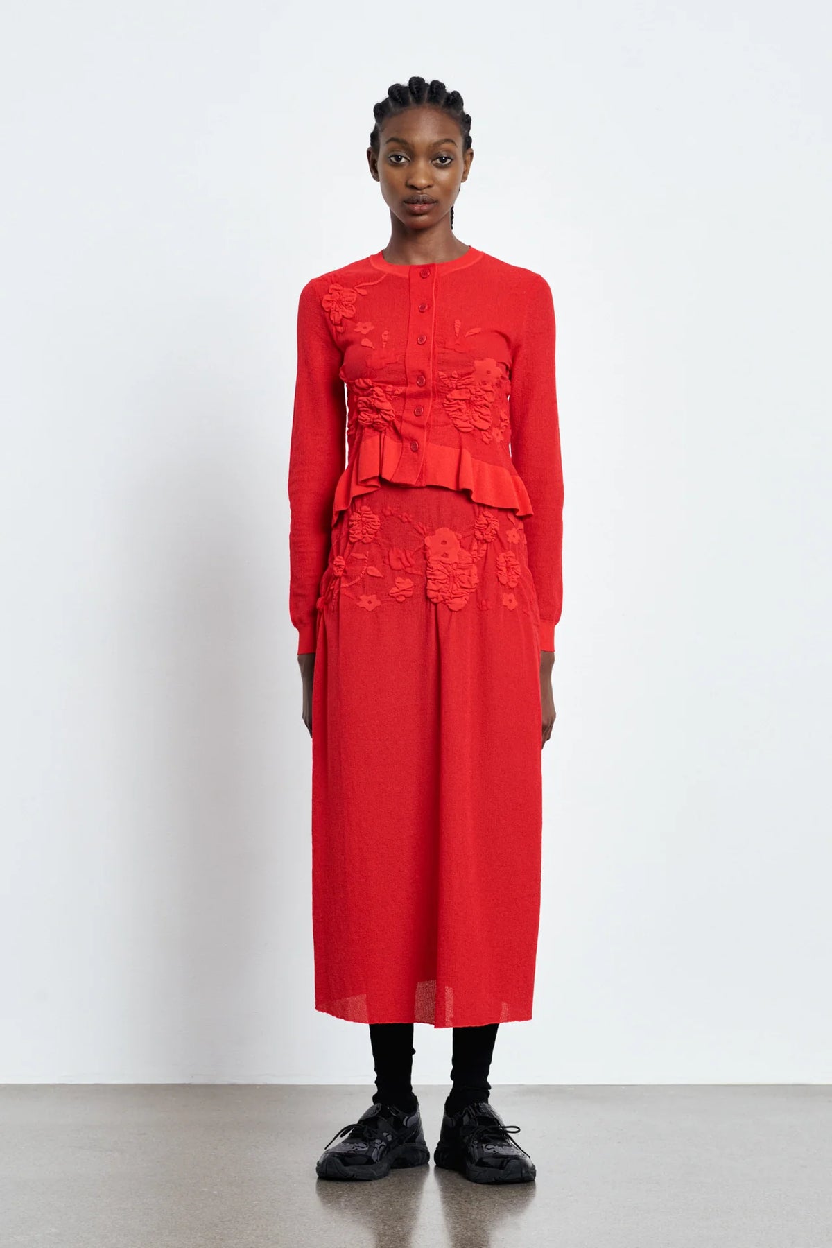 VILLA | SKIRT COLETTE SMOCK KNIT RED/RED