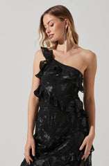 Andrea One Shoulder Floral Maxi Dress