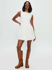 Melona Shirred Mini Dress White