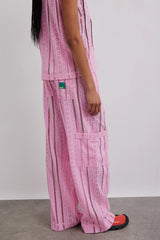 vacation pants - pink broderie