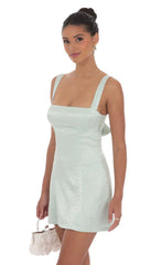 Jacquard Back Bow Bodycon Dress in Mint Green