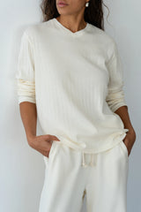 The Pointelle V-Neck Long Sleeve