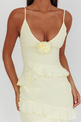 Marlie Frill Trim Rosette Maxi Dress Butter