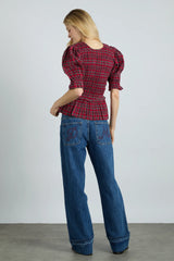 bluebelle blouse - red check