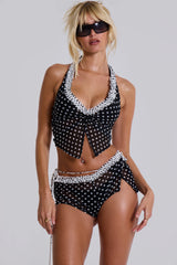 Polka Ruffle Wrap Mini Shorts