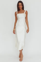Carmel Shoulder Sash Midi Dress Oyster