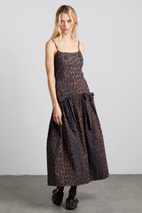 persephone midi dress - dark leopard