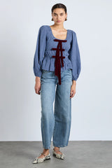 dakota blouse - blue check