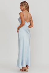 Our Story Surplice Neckline Maxi Dress Steel Blue
