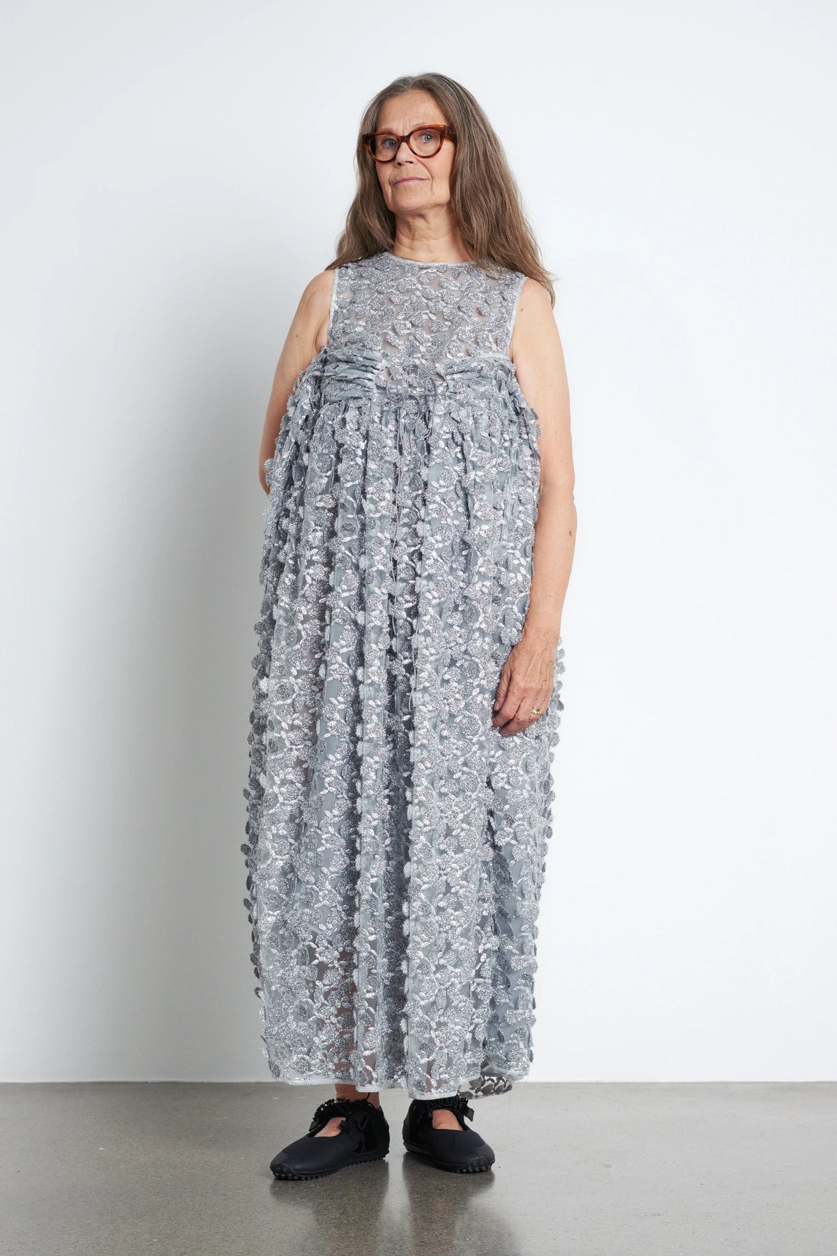 FILIPPA | DRESS CASSIOP… TULLE APPLIQUE SILVER
