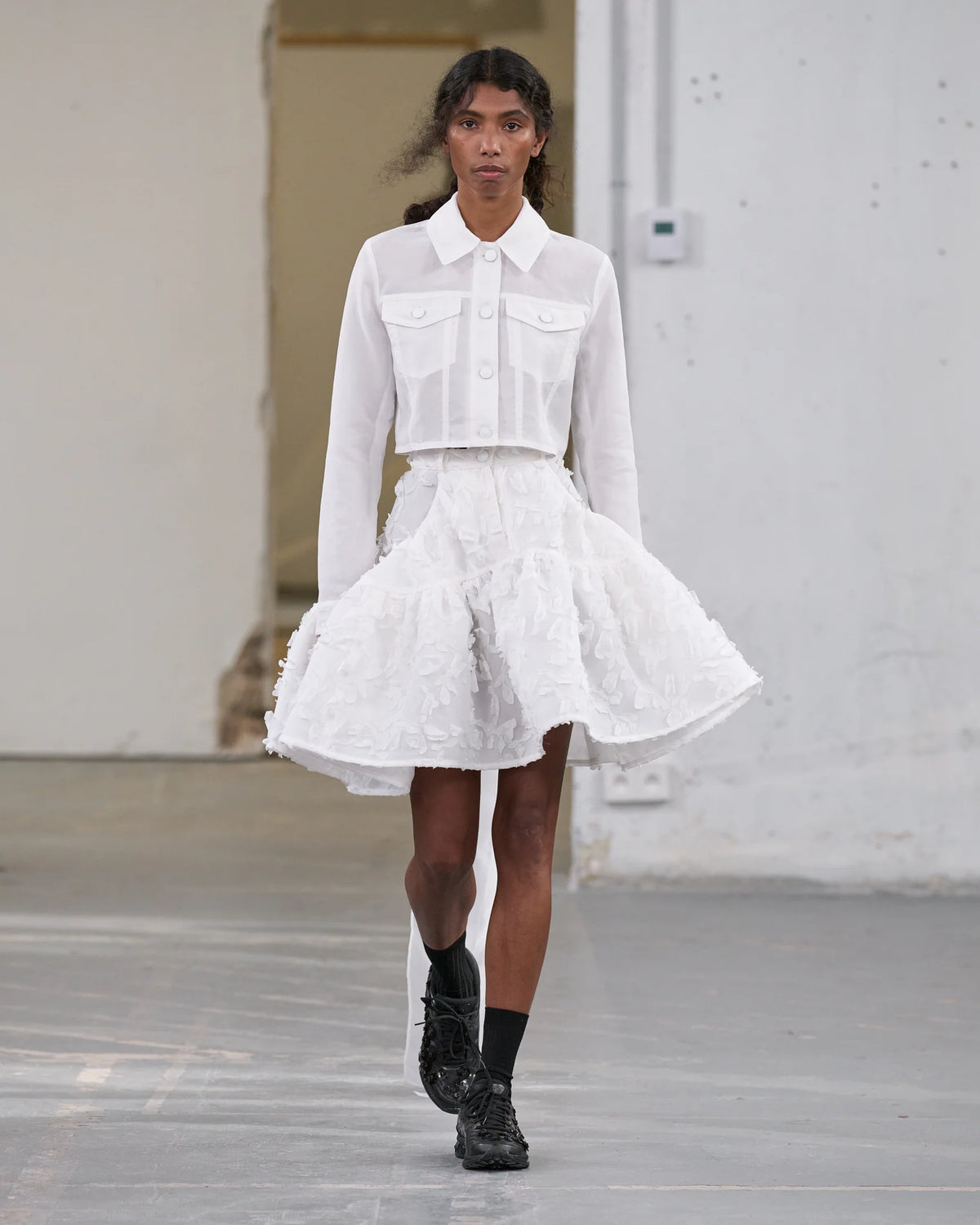 GLORIA | SKIRT VIOLA EMBROIDERY WHITE