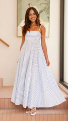 Kaethe Maxi Dress - Baby Blue Stripe