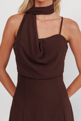 My Paradise Neck Scarf Maxi Dress Chocolate