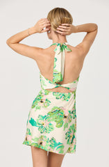 Satin Cowl Neck Halter Dress