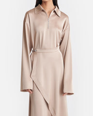 Colter - Draped Slip Satin Midi Dress - Dune