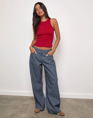 Roomy Extra Wide Low Rise Jeans in Pinstripe Indigo Wash