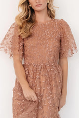 Kendra Embroidered Dress | Nude Rose