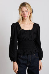 nola embroidered blouse - black