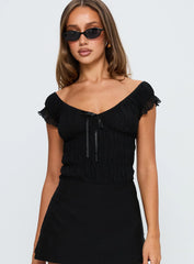 Ahead Of Myself Off Shoulder Bodysuit Black