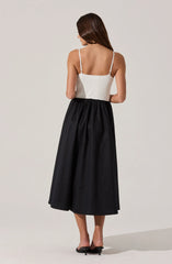 Contrast Mixed Media Midi Dress