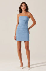 Mazzei Strapless Denim Mini Dress