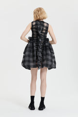 GISELLE | DRESS GINGHAM JACQUARD BLACK