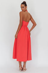 Get My Attention Halterneck Maxi Dress Red