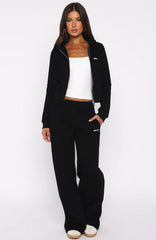 Comfy And Cute Wide Leg Sweatpants Black