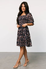 Azlyn Smocked Short Dress | Navy + Pink Floral
