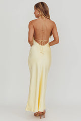 Sweetest Sundays Halterneck Open Back Dress Butter
