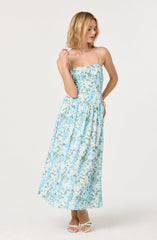 Capria Pleated Milkmaid Midi Dress