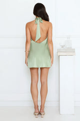 Exclusive Parties Halter Satin Mini Dress Yellow