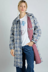 avery quilted jacket- navy check
