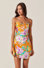 Cerinthe Satin Floral Mini Dress