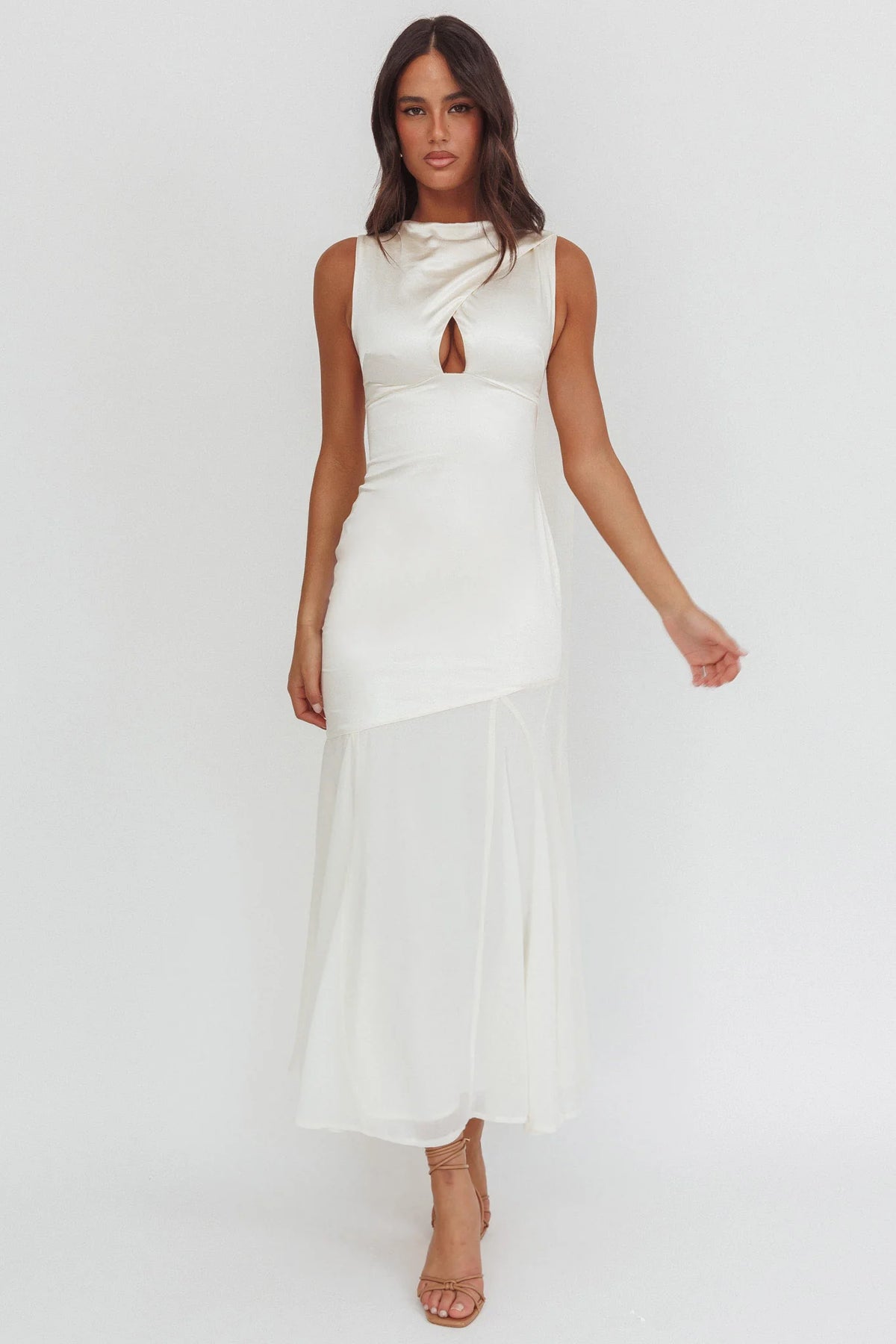 Meliza Keyhole Bust Maxi Dress Oyster